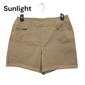 Time And Tru Womens HAND MADE CUT Khaki Shorts L (12-14) Stretch Pull On